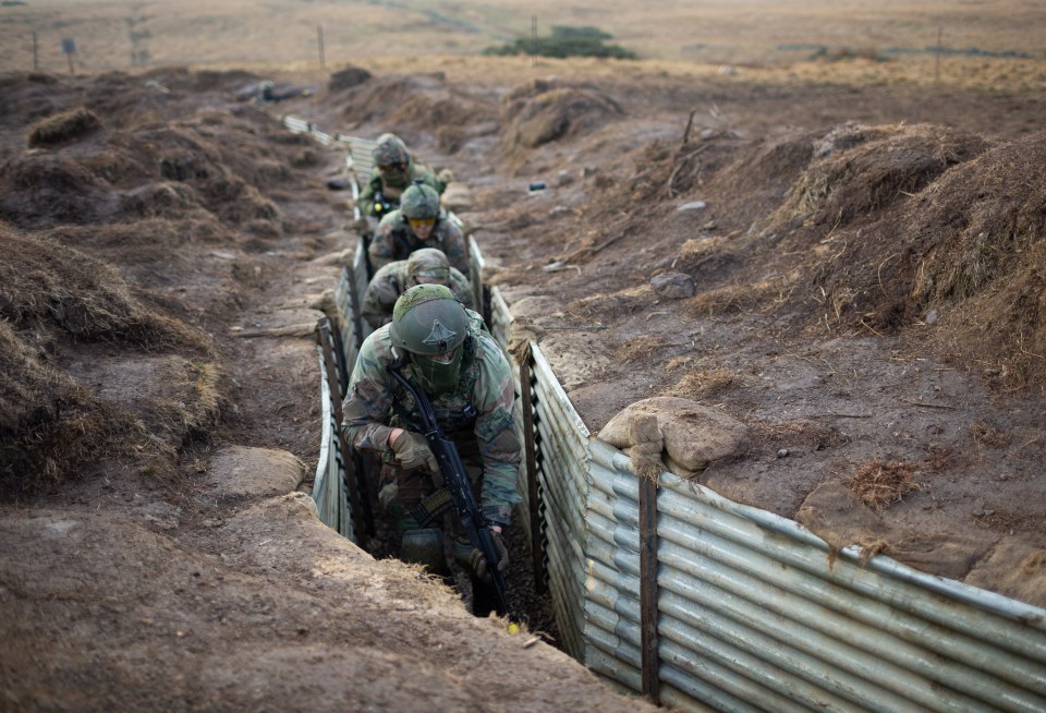 The UK agreed an extra £500million military aid to Ukraine, pictured Ukrainian troops training with British troops