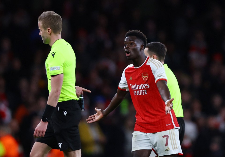 Saka even confronted referee Glenn Nyberg after the final whistle