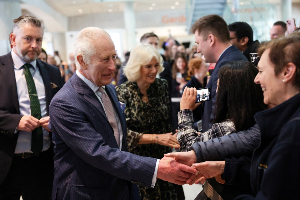 The King meets staff members at the University College Hospital