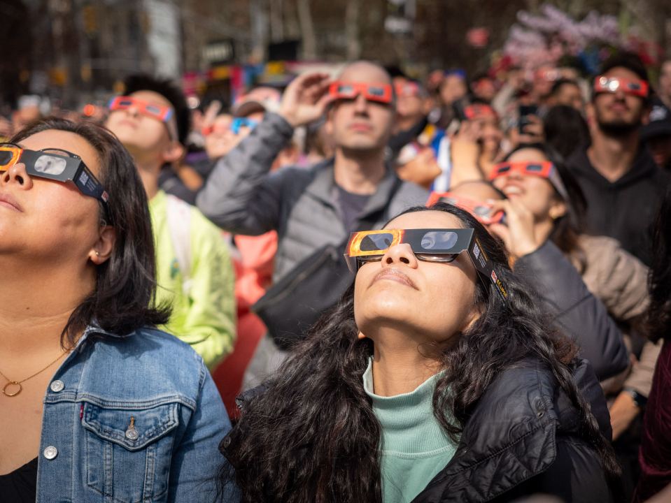 Stargazers across the globe gathered hoping to see a spectacle - this image was snapped in New York