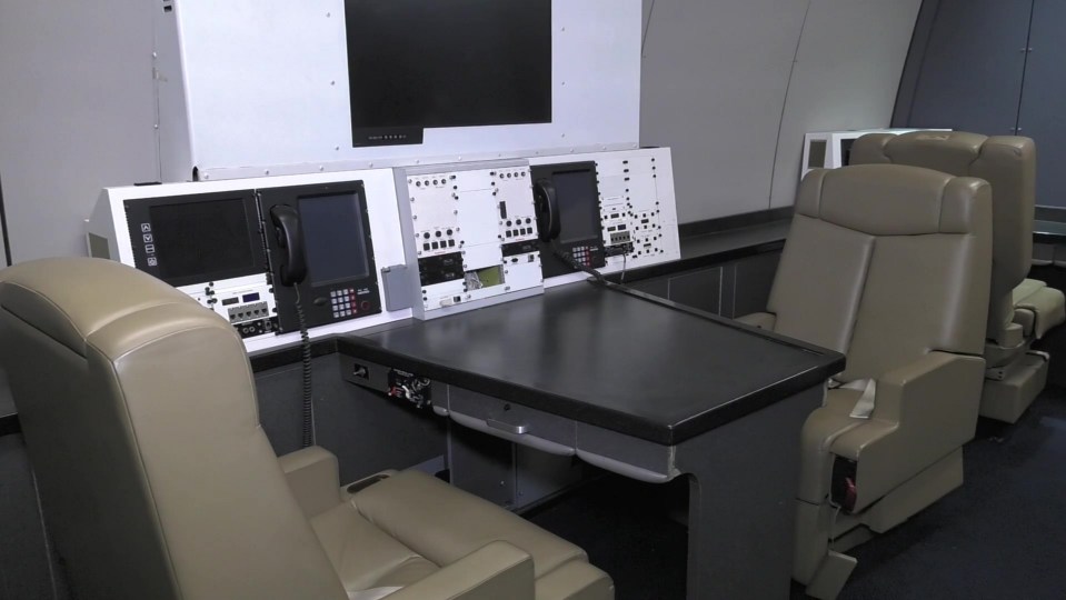 The interior of a doomsday plane already in use for emergency nuclear situations