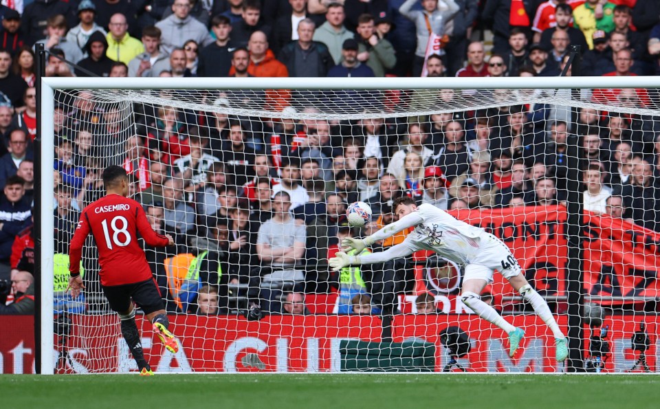 Casemiro, playing as a centre-back, missed United's first penalty