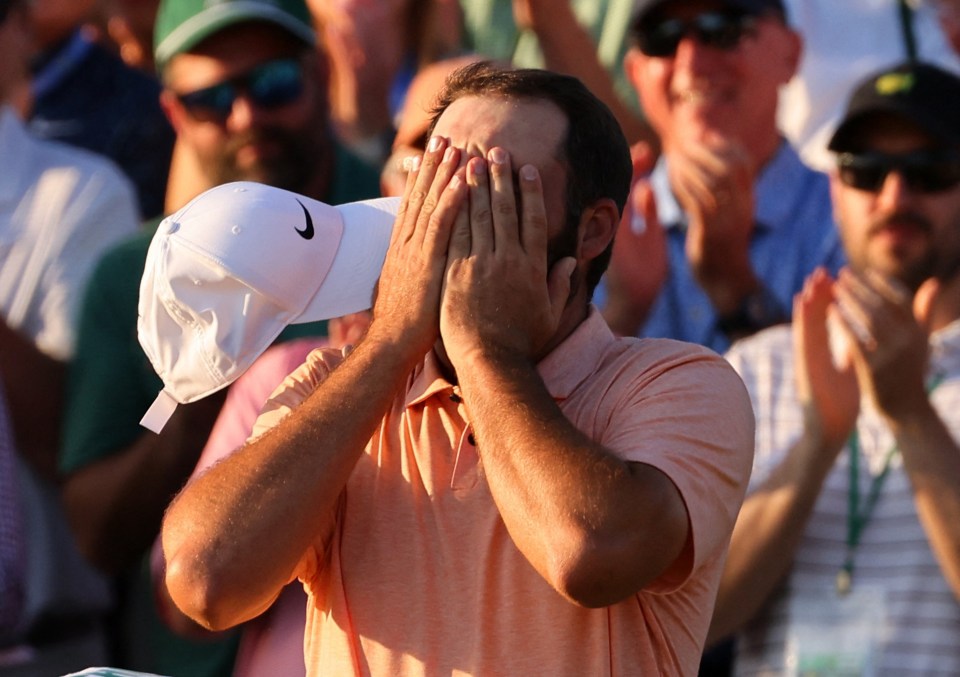 An emotional Scheffler was overcome after his stunning victory