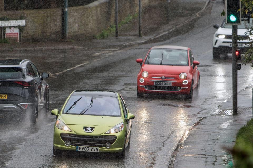 Slippery conditions on the road in Chippenham, Wiltshire