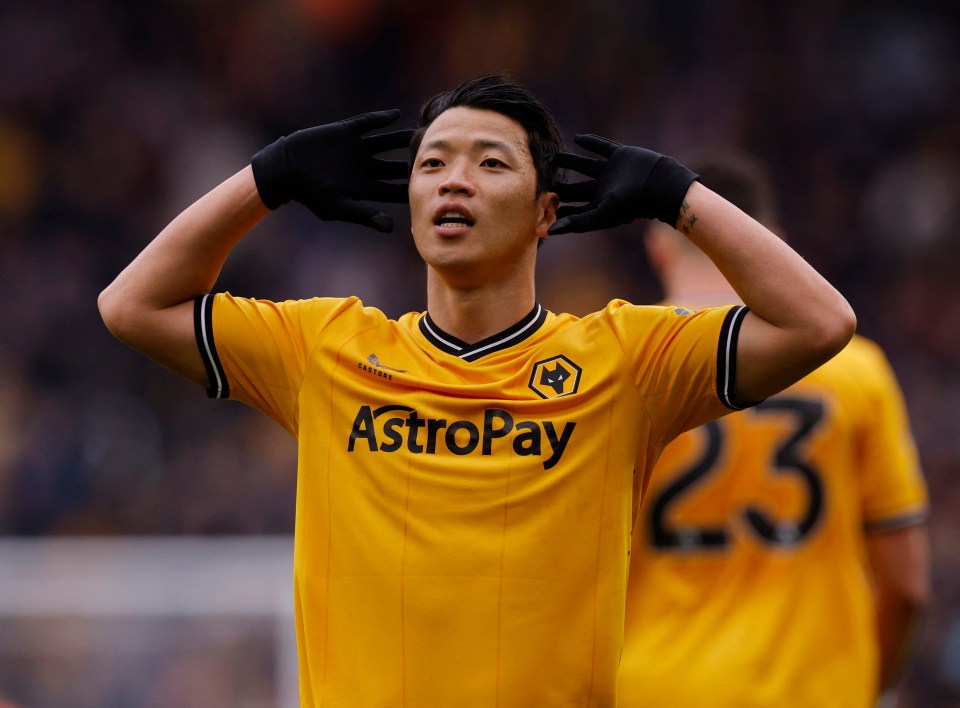 Hwang Hee-Chan celebrates his strike against Luton