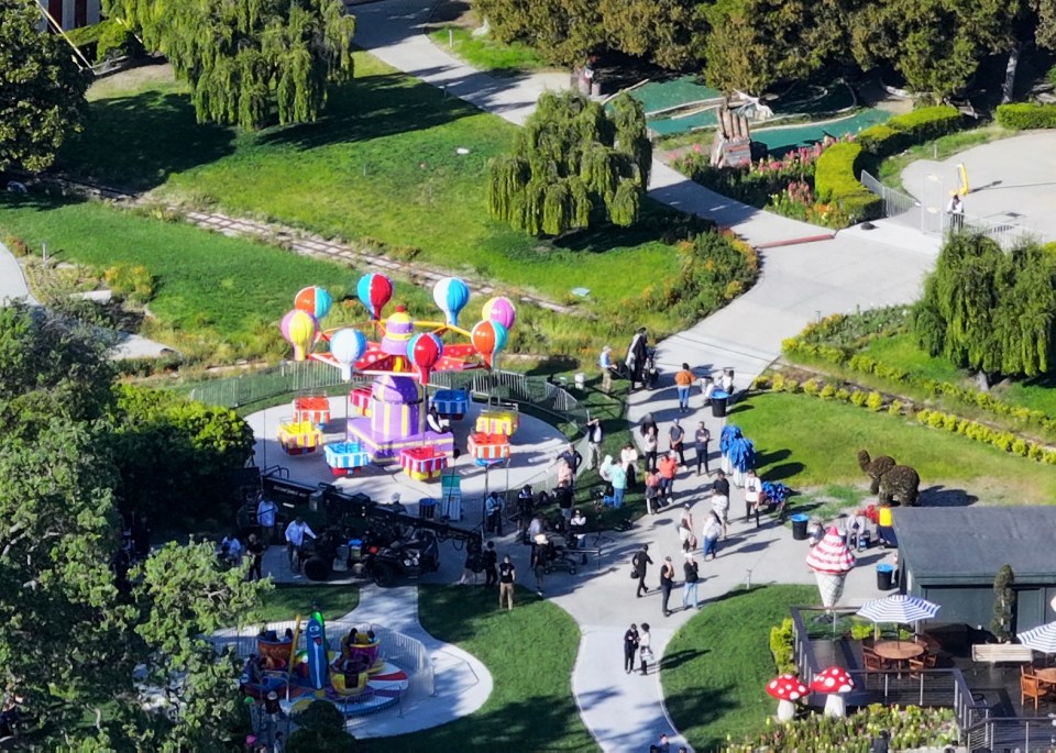 The photos show that colourful fairground rides have returned to the grounds