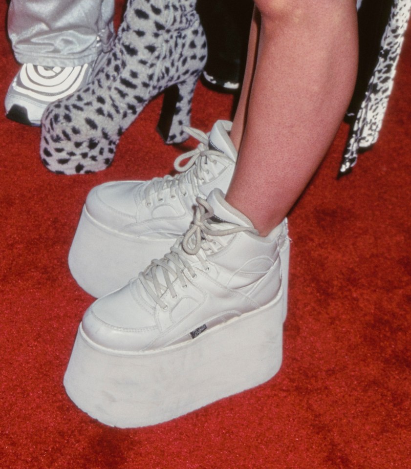 Close up of Mel C', Mel B's, and Emma Bunton's footwear at the 14th Annual MTV Video Music Awards at Radio City Music Hall in New York City, US, 4th September 1997. (Photo by Vinnie Zuffante/Getty Images)