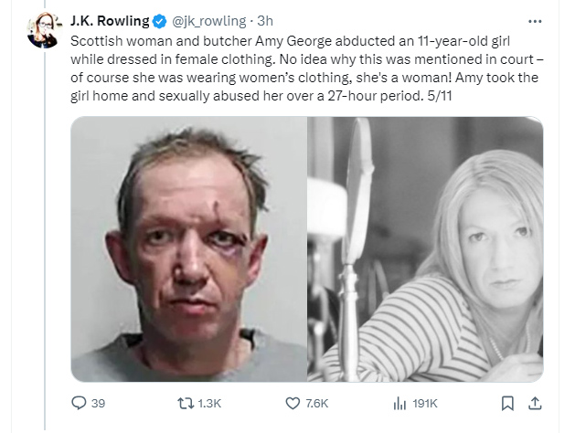 And she brought up Amy George, who abducted an 11-year-old girl while dressed in female clothing