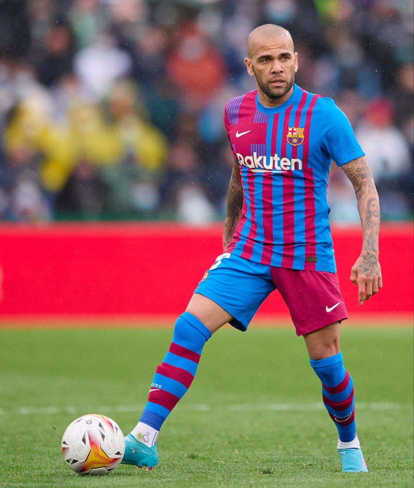 Alves playing for Barcelona two years ago in Spain