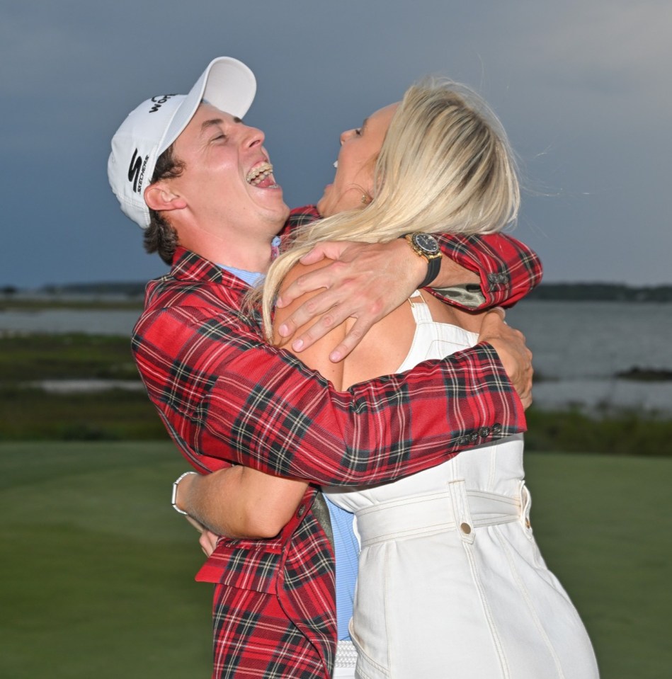 Fitzpatrick and Gaal celebrate after the final round at the RBC Heritage in 2023