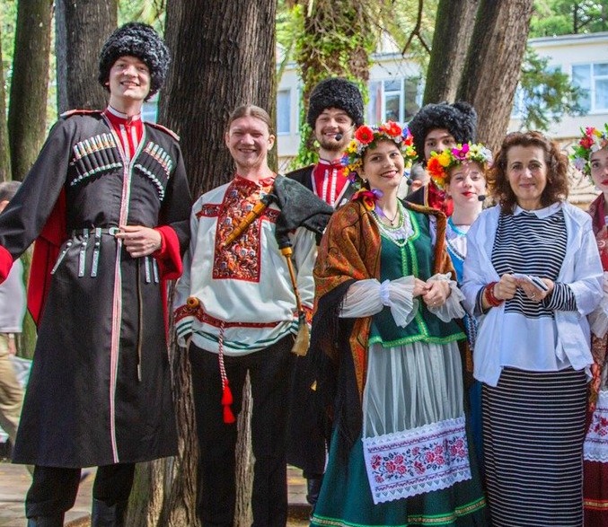 David was snapped participating in a memorial paying respects to supreme commanders of Cossack armies