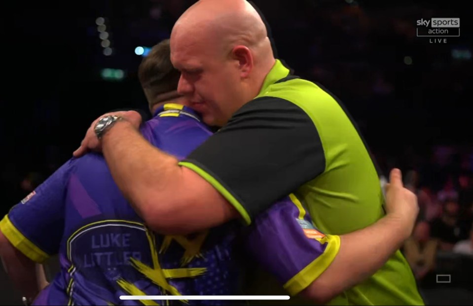 Van Gerwen embraced Littler after beating him 6-3