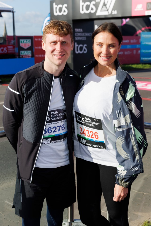 LONDON, ENGLAND - APRIL 21: Jamie Borthwick and Emma Barton photographed ahead of the start of the 2024 TCS London Marathon on April 21, 2024 in London, England. (Photo by John Phillips/Getty Images)