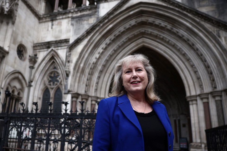 British Conservative Party member and candidate for London mayor Susan Hall reacts outside the Royal Courts of Justice, Britain's High Court, in central London on July 28, 2023 following to ruling in favour of of the expansion of the Ultra Low Emission Zone (ULEZ) in London, Britain's High Court ruled on July 28, 2023 that the contentious plans of London's mayor Sadiq Khan to extend a scheme obliging the most polluting vehicles to pay a daily charge when driven can go ahead on August 29. The court rejected a challenge by five Conservative-led outer London councils that Labour's Sadiq Khan had acted unlawfully with his politically-charged expansion of the Ultra-Low Emission Zone (ULEZ). (Photo by HENRY NICHOLLS / AFP) (Photo by HENRY NICHOLLS/AFP via Getty Images)