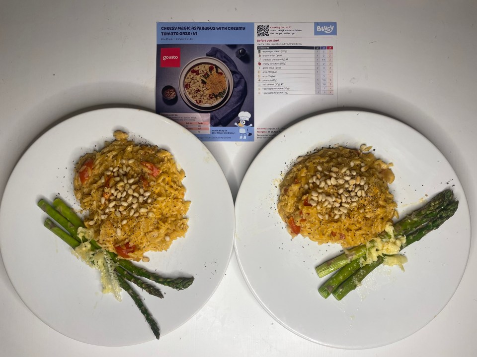 I tried the Cheesy Magic Asparagus with Creamy Tomato Orzo from Gousto