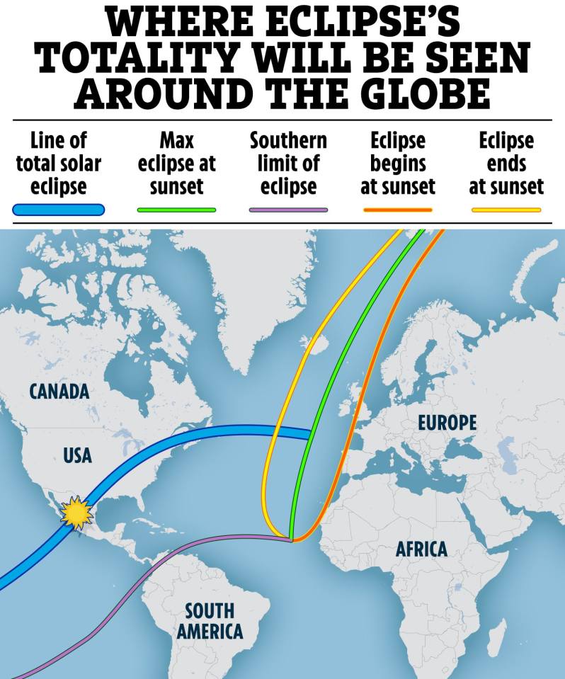 A huge swathe of the globe will see at least a partial eclipse