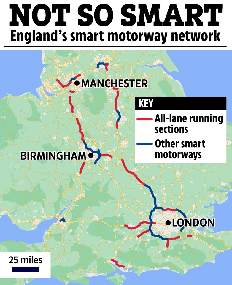 Where England's smart motorways are found