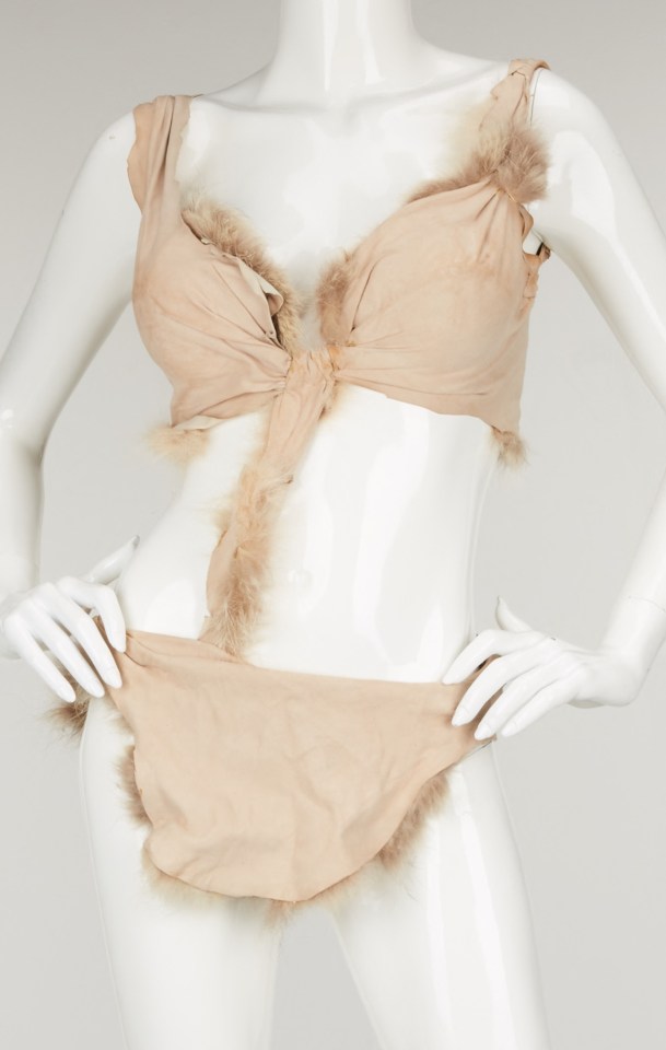 This fur swimsuit - inspired by her role in One Million Years BC - was sold for £10,000