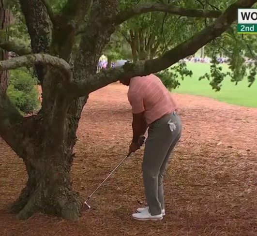 Woods reversed his club to be a leftie