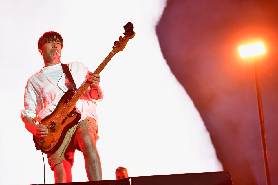 Blur bassist Alex James onstage at Coachella