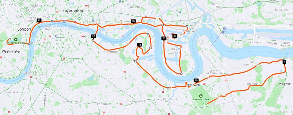 London Marathon 2024 route