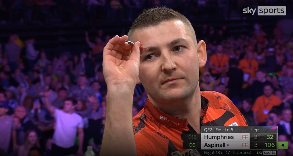 The gaffe came during Nathan Aspinall’s clash with Luke Humphries