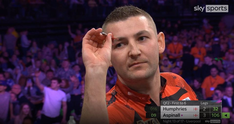 The gaffe came during Nathan Aspinall's clash with Luke Humphries