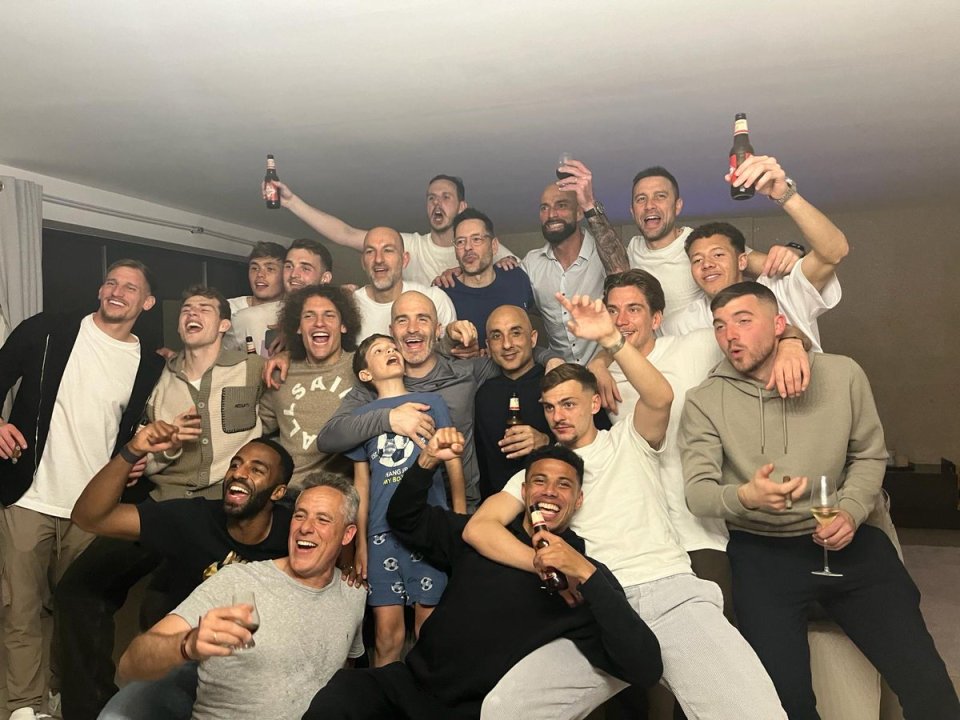 Players and staff raised a toast at boss Enzo Maresca's house