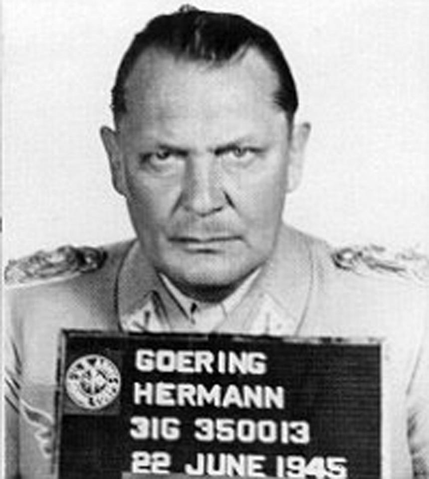 Mug shot of leading Nazi Hermann Göring, who was arrested by the allies in May 1945