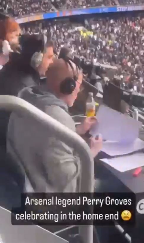 Perry Groves was seen fist pumping when Arsenal scored against Spurs