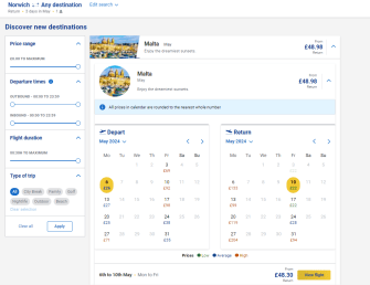 Sun Online Travel found the cheapest deals using a new feature on the Ryanair website