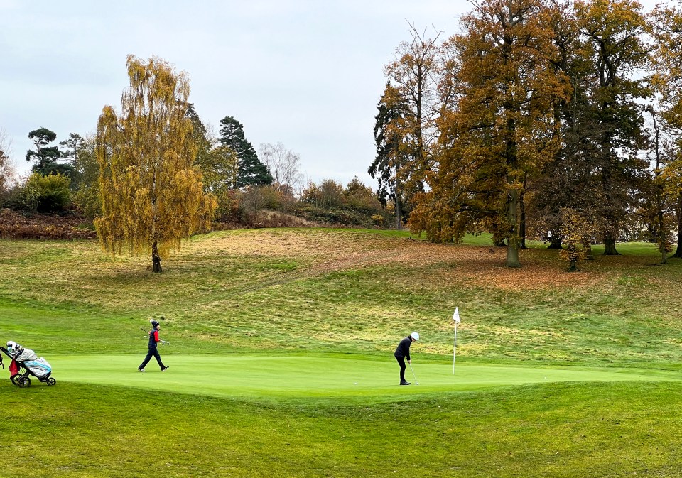 Brocket Hall Golf course Hertfordshire where it is believed a man was kidnapped while playing golf on the 7th Green of The Melbourne course at the exclusive Hertfordshire course . ..Pictures show_Members playing at the Herefordshire course and Brocket house ...PLEASE NOTE THESE PICTURES WERE TAKEN ON PRIVATE PROPERTY WITHOUT PERMISSION