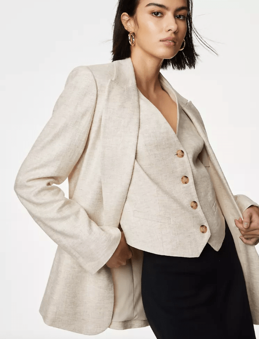 The Linen Blend Blazer is a must-have this spring and summer