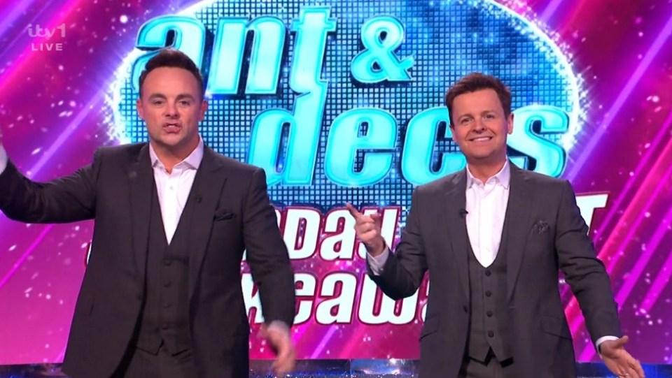 Ant and Dec on last night's Saturday Night Takeaway