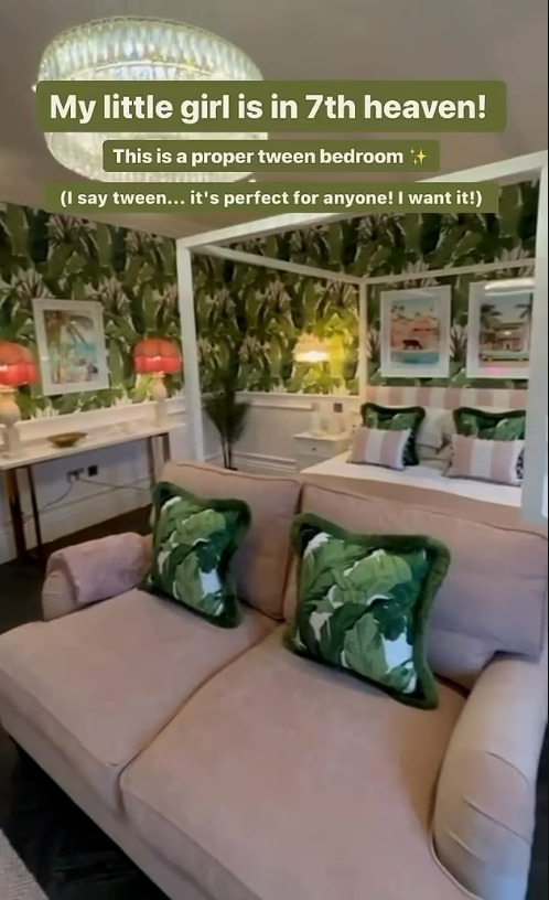 Elsewhere, Amanda transformed her daughter Hollie's room with a jungle theme which is furnished with a four-poster bed