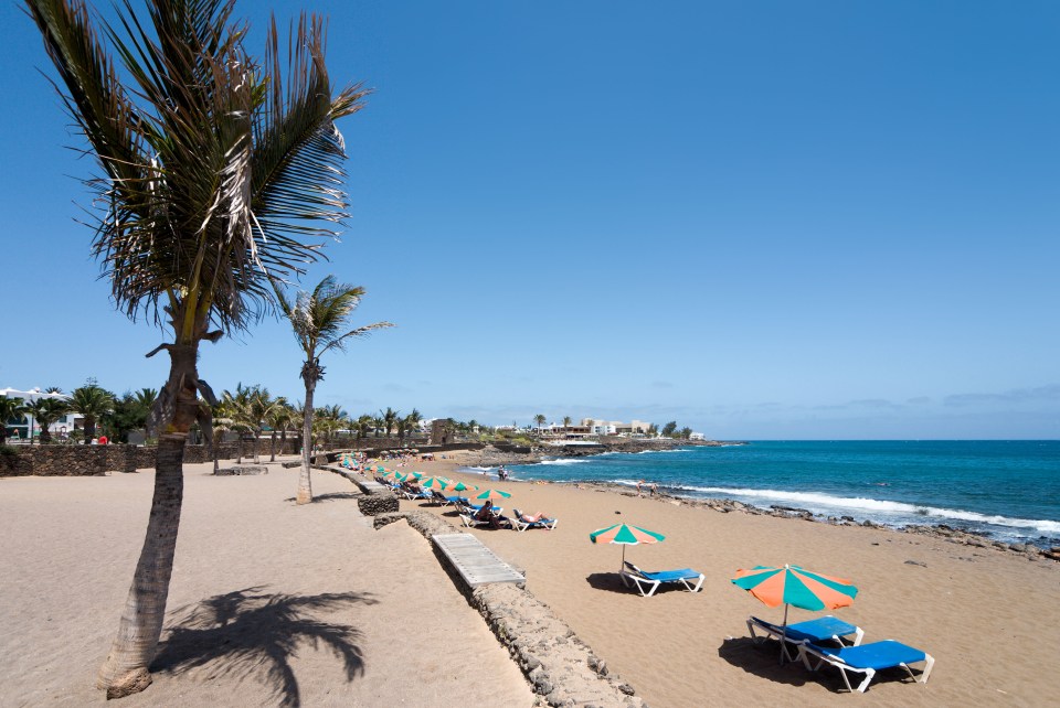 The beach at Playa Bastian, Costa Teguise, Lanzarote