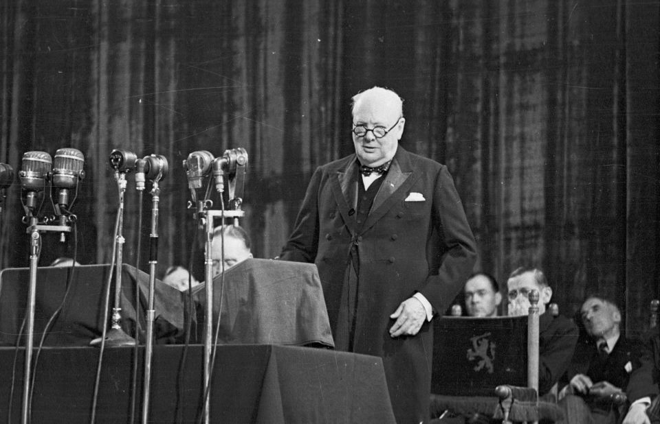 Winston Churchill addressing the Congress of Europe in 1947