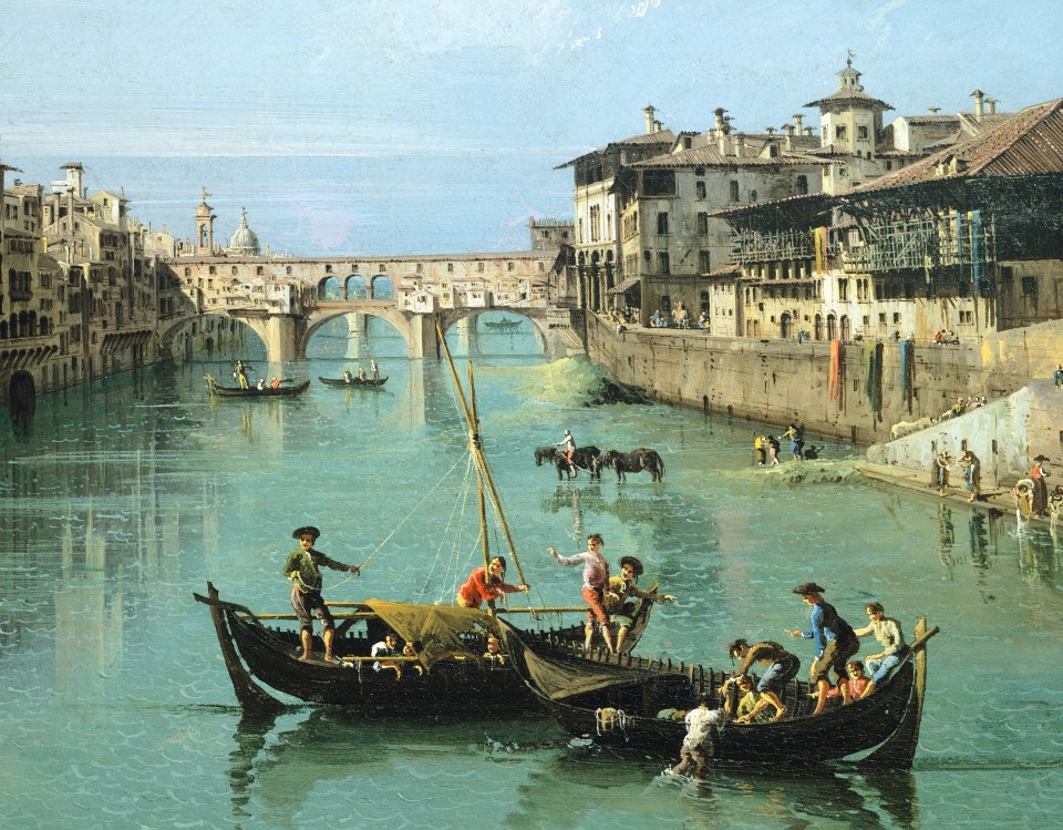 The Arno River and the Ponte Vecchio in 1742 by Bernardo Bellotto