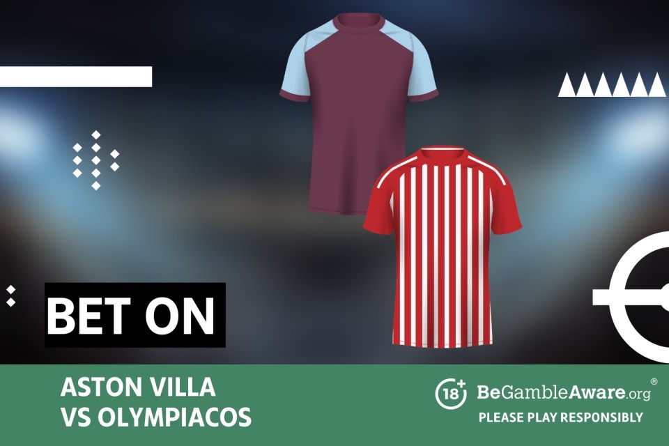 Bet on Aston Villa vs Olympiacos. 18+ BeGambleAware.org - Please play responsibly.