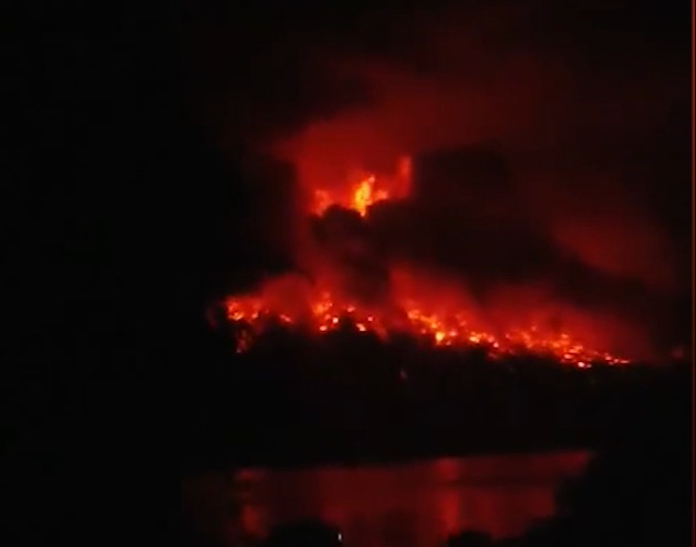 The lava continued to erupt for some time on Tuesday