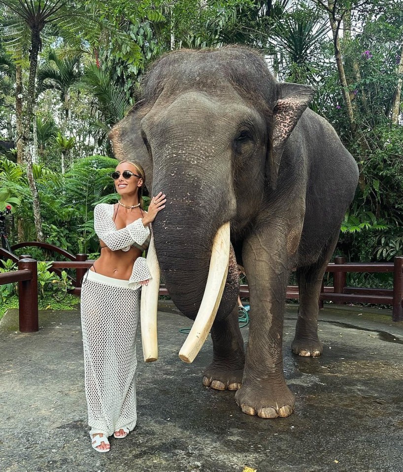 Towie’s Amber Turner has been slammed after posing with an elephant on holiday