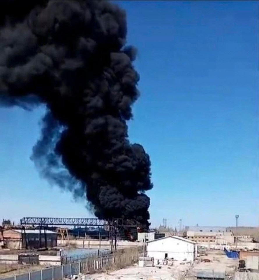 Thick black smoke travelled high into the sky in the eastern city of Omsk