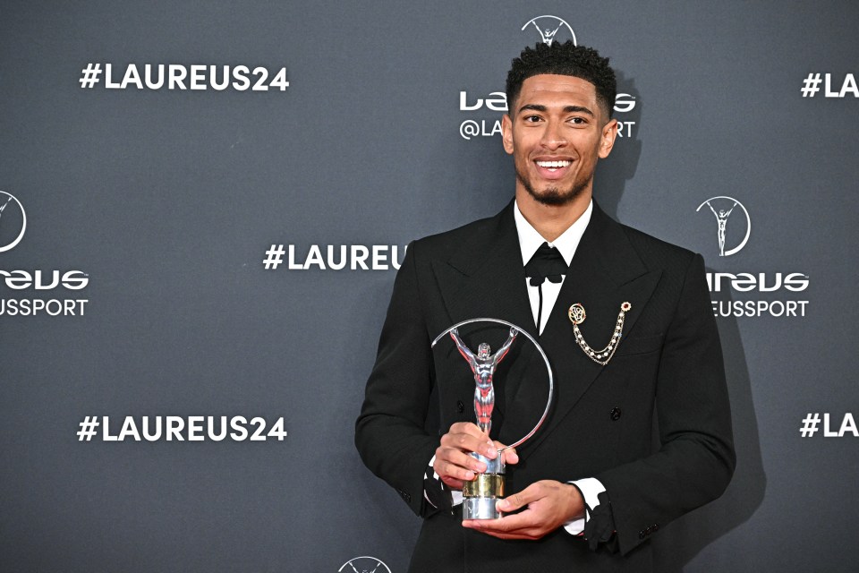 Bellingham is no slouch himself in the fashion stakes and looked a class act as he picked up a prize at the Laureus World Sports Awards in Madrid