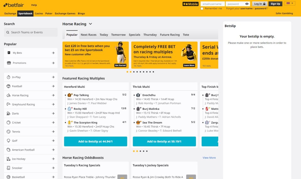 Betfair horse racing betting lobby