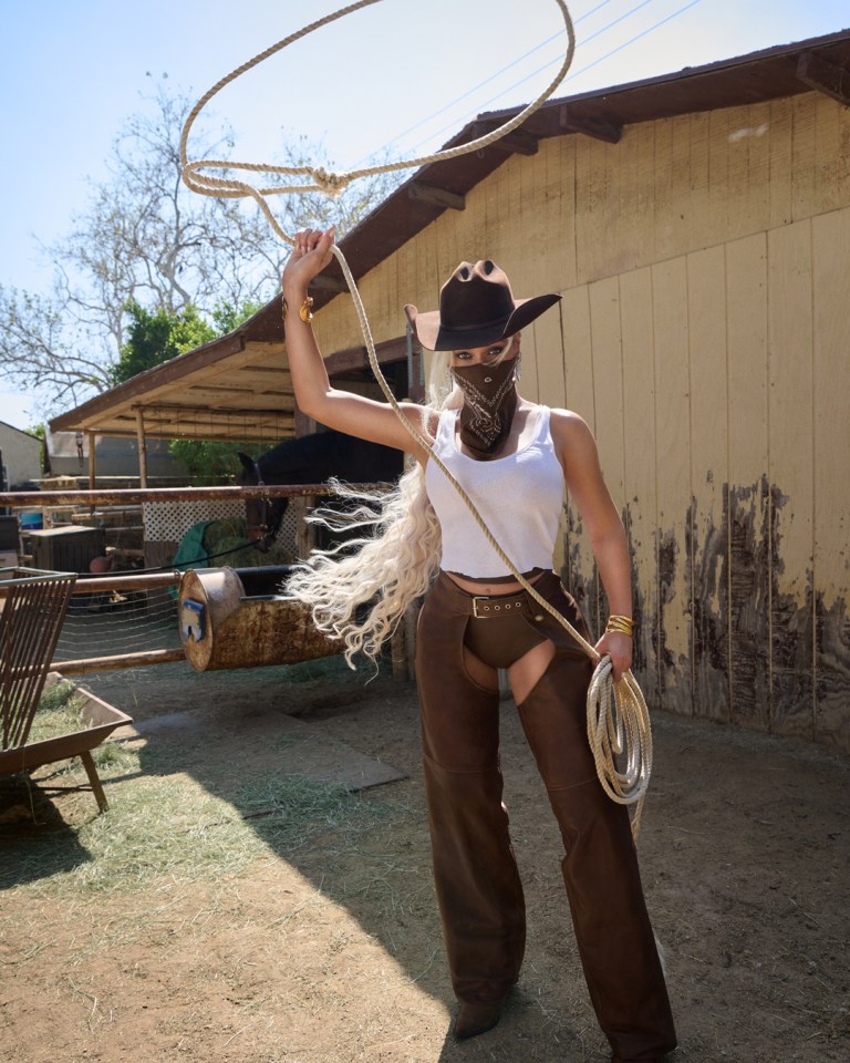 The chart-topper posed with a lasso