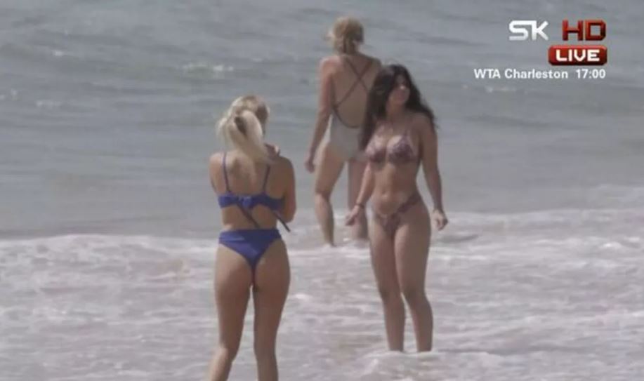 Coverage bizarrely switched to bikini-clad women on the beach