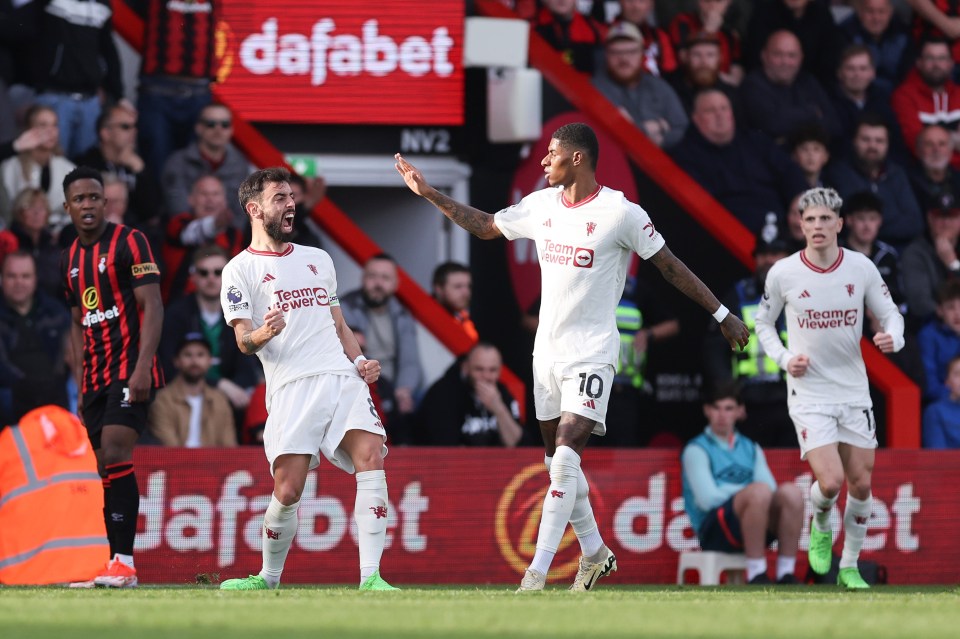 Fernandes pumps his fist in celebration