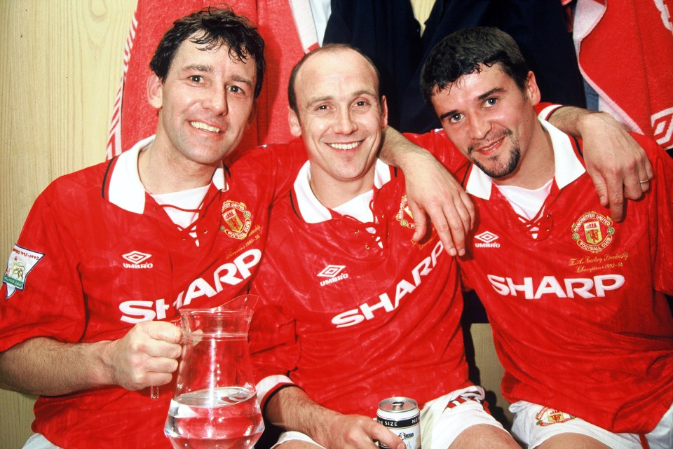 Bryan Robson, left, won two Premier League titles with Manchester United