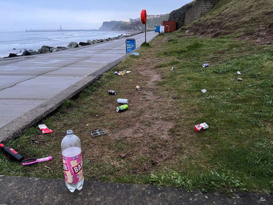 Revellers have strewn the seafront with litter