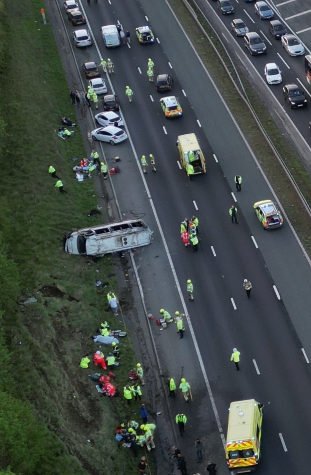 A mini bus filled with football fans was involved in a horrible accident